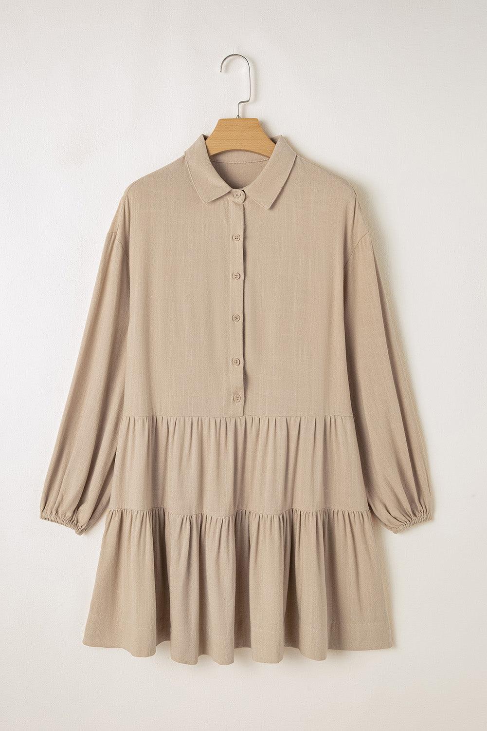 Mini Jurk met Puff Mouwen en Knopen - Mini Dresses - Jurkjes.co