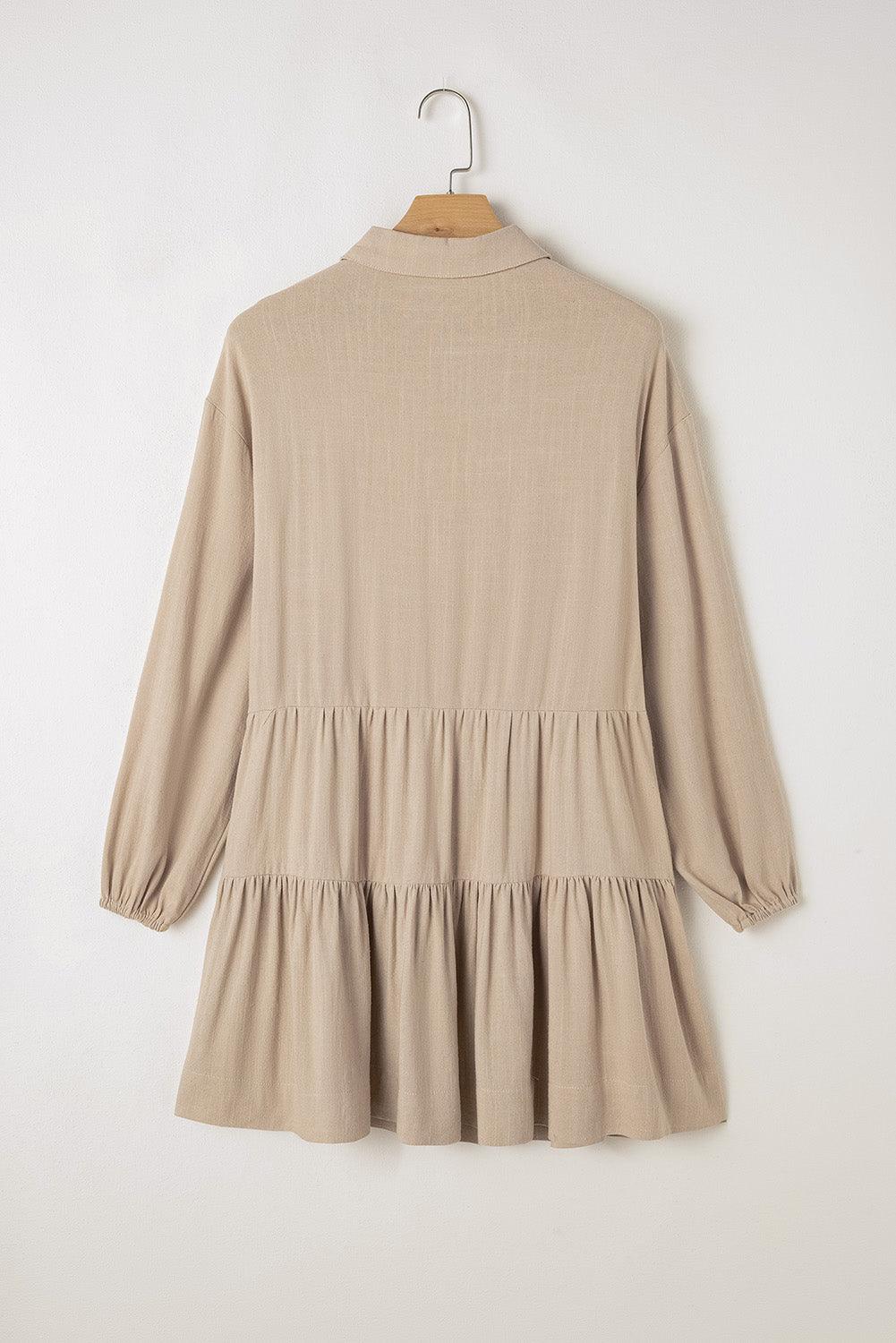 Mini Jurk met Puff Mouwen en Knopen - Mini Dresses - Jurkjes.co