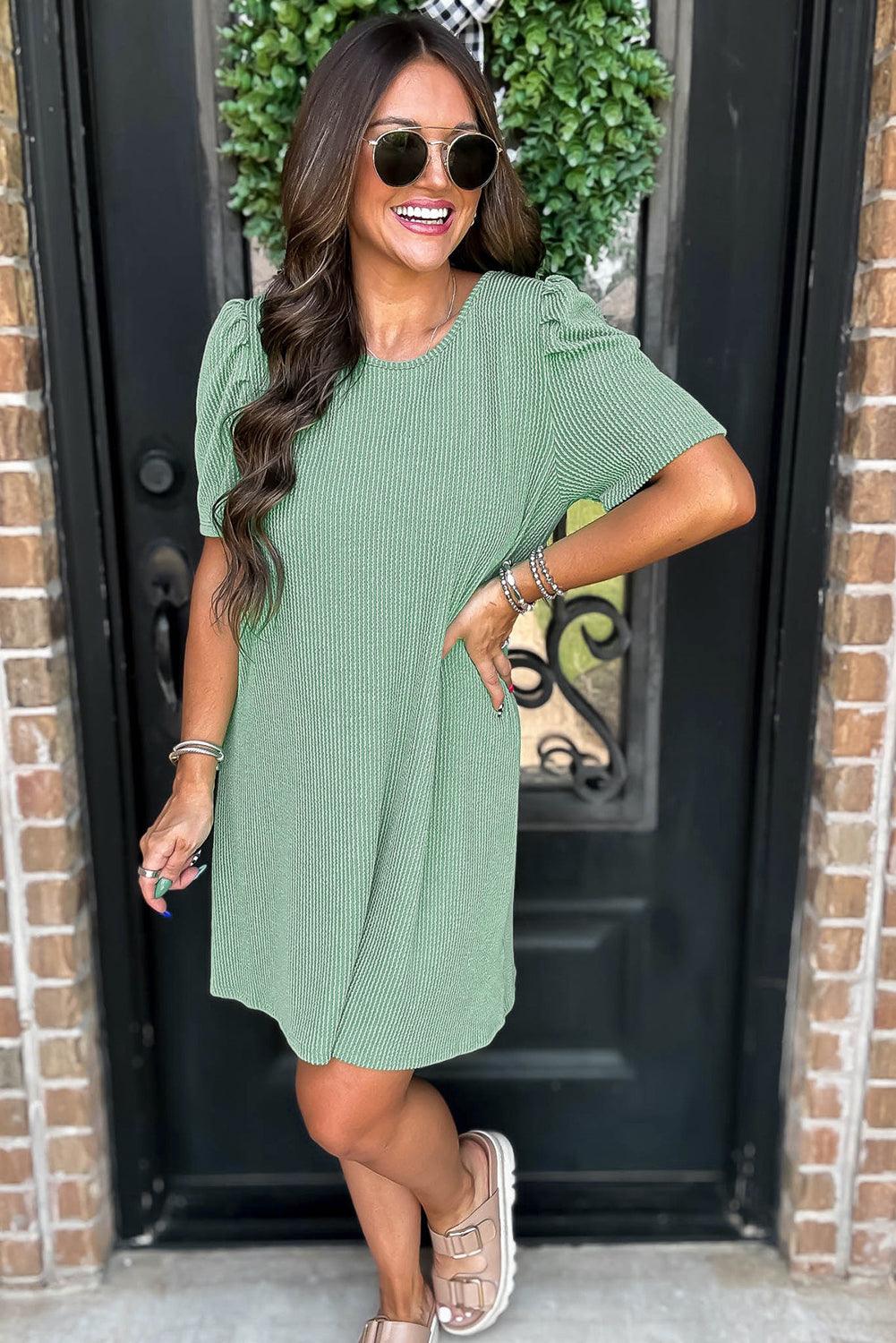 Mini Jurk met Puff Mouwen - T Shirt Dresses - Jurkjes.co