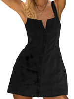 Mini Jurk met Rechte Halslijn en Knopen - Group6 - Jurkjes.co