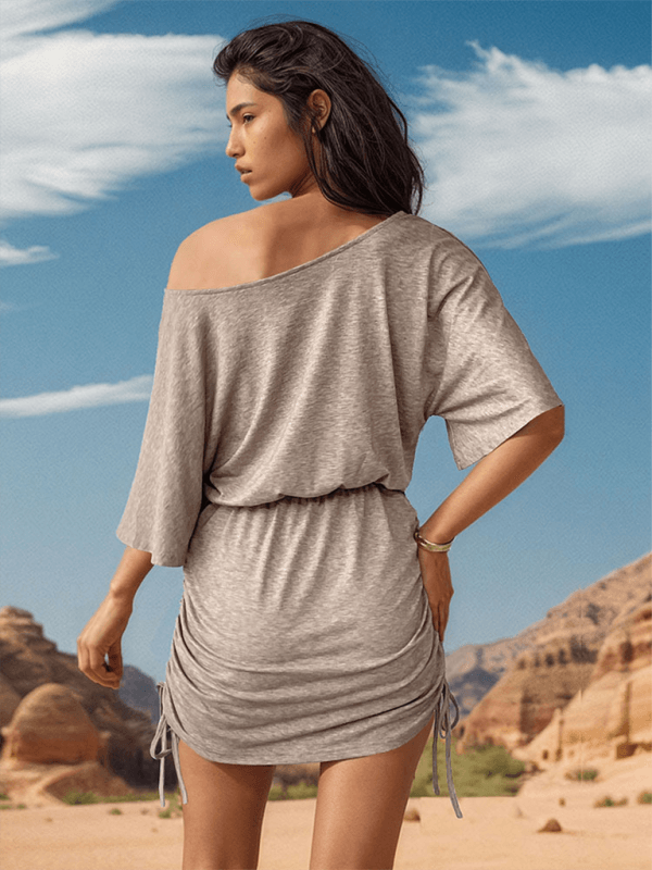 Mini Jurk met Rijgkoord en Schouderdetails - Mini Dresses - Jurkjes.co