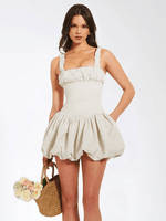 Mini Jurk met Rimpelbodice en Luchtige Mouwen - Group5 - Jurkjes.co