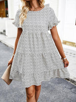 Mini Jurk met Rimpelmouwen en Bloemenprint - Mini Dresses - Jurkjes.co