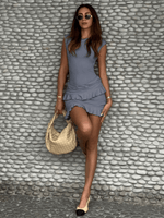 Mini Jurk met Rimpelrand en Open Rug - Mini Dresses - Jurkjes.co