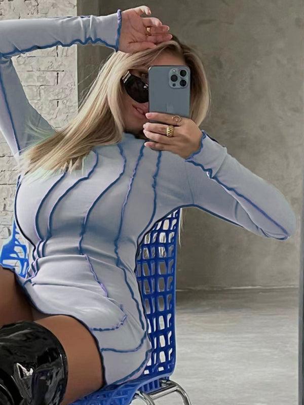 Mini Jurk met Rimpelrandjes en Strepen - Mini Dresses - Jurkjes.co