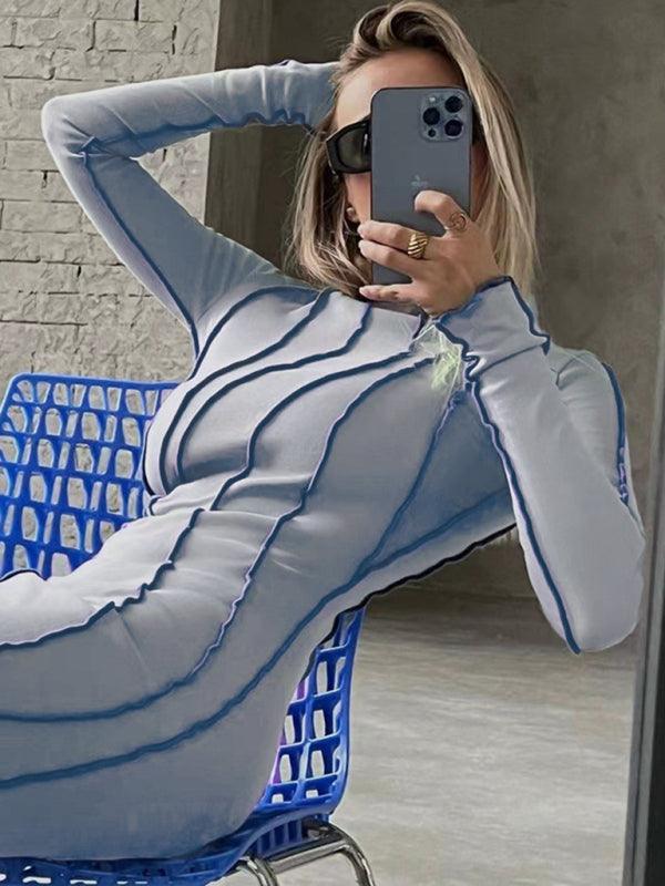 Mini Jurk met Rimpelrandjes en Strepen - Mini Dresses - Jurkjes.co