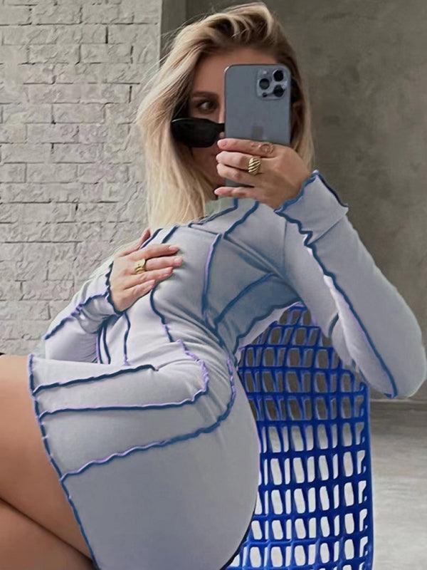 Mini Jurk met Rimpelrandjes en Strepen - Mini Dresses - Jurkjes.co