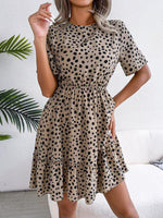 Mini Jurk met Rimpelzoom en Stippenprint - Mini Dresses - Jurkjes.co