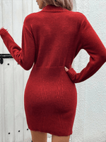 Mini Jurk met Rits en Ribgebreid Design - Mini Dresses - Jurkjes.co