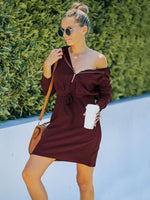 Mini Jurk met Rits en Trekkoord - Mini Dresses - Jurkjes.co