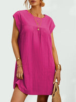 Mini Jurk met Ronde Hals en Crêpe Textuur - Mini Dresses - Jurkjes.co