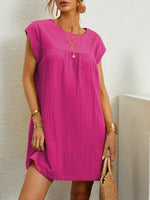 Mini Jurk met Ronde Hals en Crêpe Textuur - Mini Dresses - Jurkjes.co