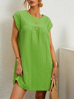 Mini Jurk met Ronde Hals en Crêpe Textuur - Mini Dresses - Jurkjes.co