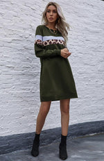 Mini Jurk met Ronde Hals en Dierenprint - Mini Dresses - Jurkjes.co