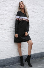 Mini Jurk met Ronde Hals en Dierenprint - Mini Dresses - Jurkjes.co