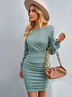 Mini Jurk met Ronde Hals en Effen Design - Mini Dresses - Jurkjes.co