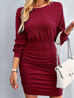 Mini Jurk met Ronde Hals en Effen Design - Mini Dresses - Jurkjes.co