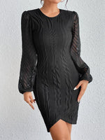 Mini Jurk met Ronde Hals en Elegante Mouwen - Mini Dresses - Jurkjes.co