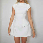 Mini Jurk met Ronde Hals en Flapzakken - Mini Dresses - Jurkjes.co