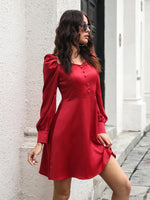 Mini Jurk met Ronde Hals en Satijnen Stijl - Mini Dresses - Jurkjes.co