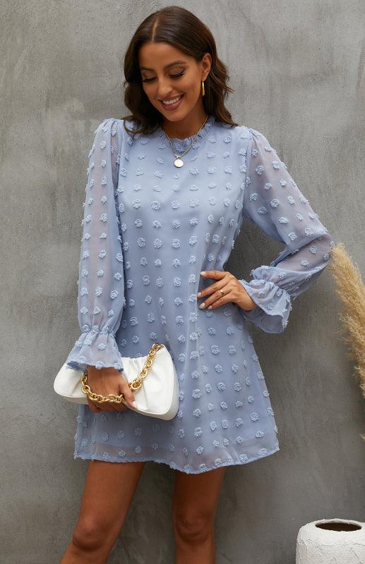 Mini Jurk met Ronde Hals en Textuurdetails - Mini Dresses - Jurkjes.co