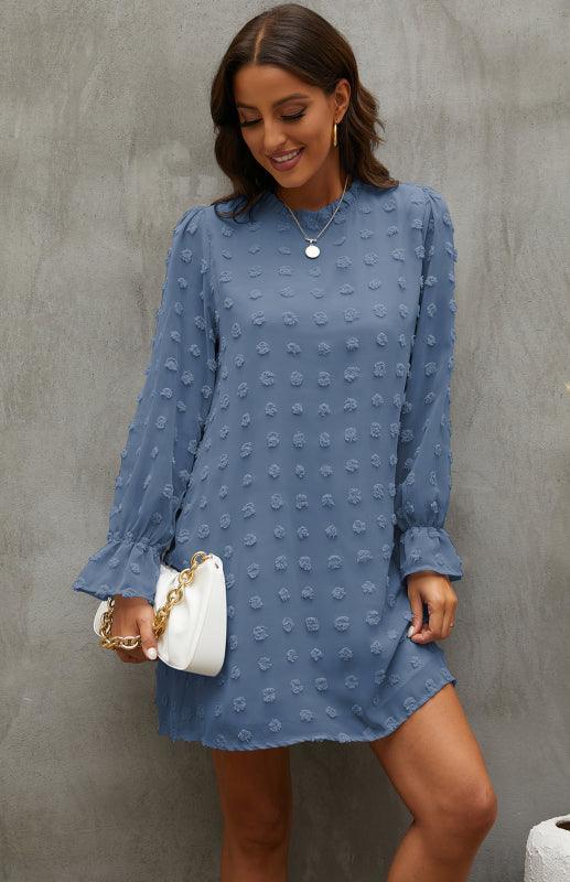 Mini Jurk met Ronde Hals en Textuurdetails - Mini Dresses - Jurkjes.co