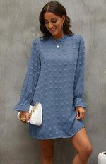 Mini Jurk met Ronde Hals en Textuurdetails - Mini Dresses - Jurkjes.co