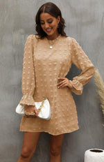 Mini Jurk met Ronde Hals en Textuurdetails - Mini Dresses - Jurkjes.co