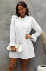 Mini Jurk met Ronde Hals en Textuurdetails - Mini Dresses - Jurkjes.co