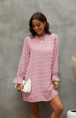 Mini Jurk met Ronde Hals en Textuurdetails - Mini Dresses - Jurkjes.co