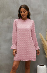 Mini Jurk met Ronde Hals en Textuurdetails - Mini Dresses - Jurkjes.co