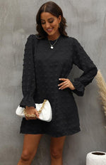 Mini Jurk met Ronde Hals en Textuurdetails - Mini Dresses - Jurkjes.co