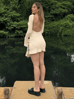 Mini Jurk met Ruchedetails en Open Rug - Group5 - Jurkjes.co