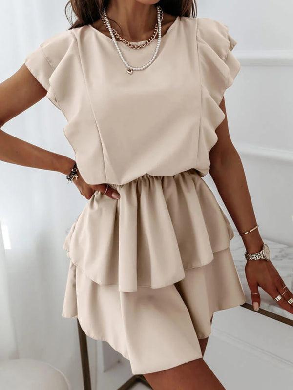 Mini Jurk met Ruches en Gelaagde Rok - Mini Dresses - Jurkjes.co