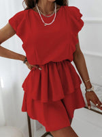 Mini Jurk met Ruches en Gelaagde Rok - Mini Dresses - Jurkjes.co