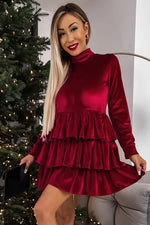 Mini Jurk met Ruches en Hoge Hals - Mini Dresses - Jurkjes.co