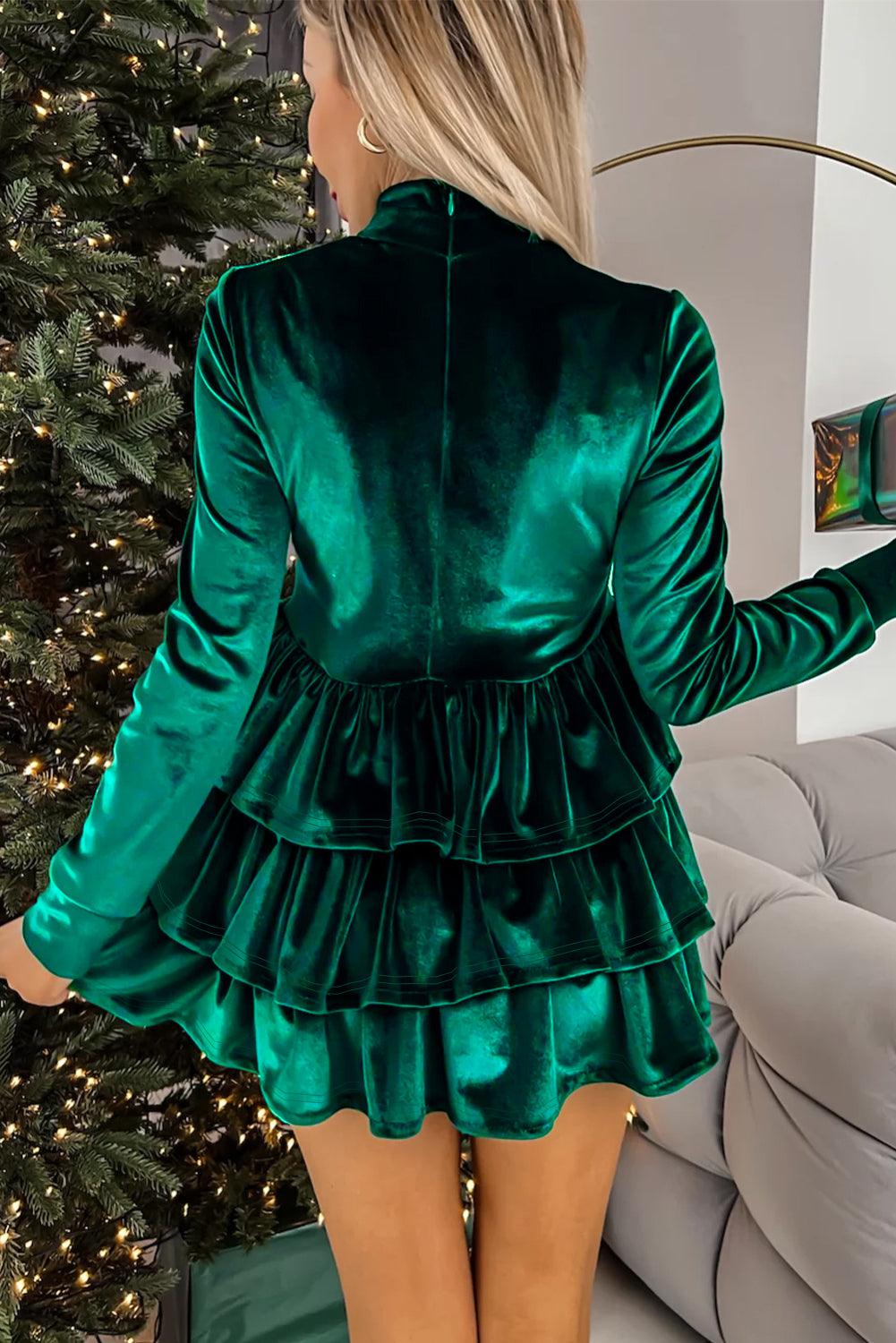 Mini Jurk met Ruches en Hoge Hals - Mini Dresses - Jurkjes.co