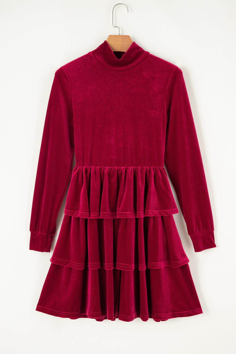 Mini Jurk met Ruches en Hoge Hals - Mini Dresses - Jurkjes.co