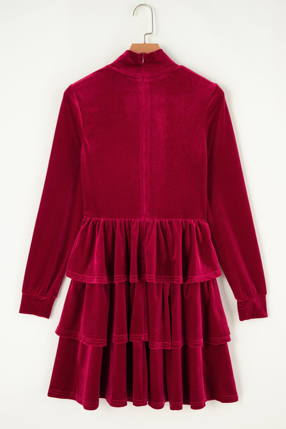 Mini Jurk met Ruches en Hoge Hals - Mini Dresses - Jurkjes.co