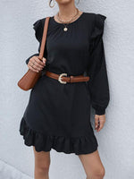 Mini Jurk met Ruches en Lange Mouwen - Group10 - Jurkjes.co