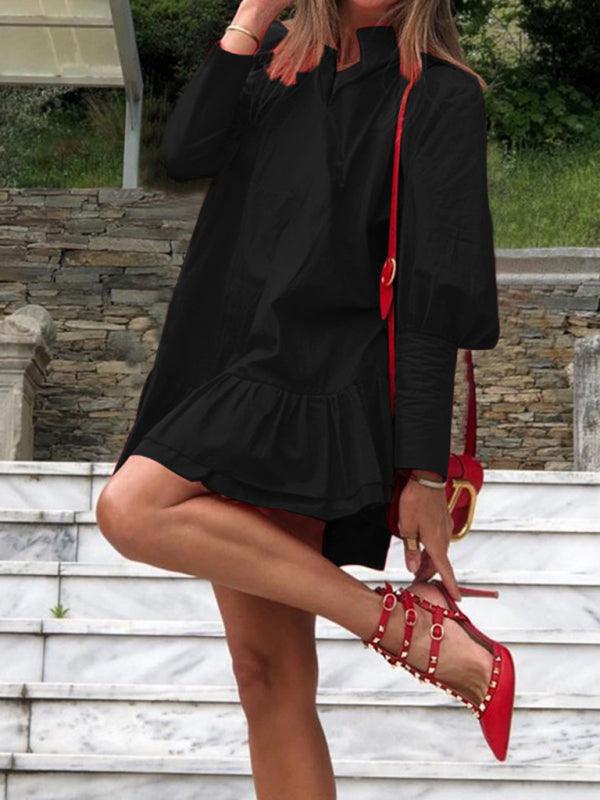 Mini Jurk met Ruches en Lange Mouwen - Group4 - Jurkjes.co