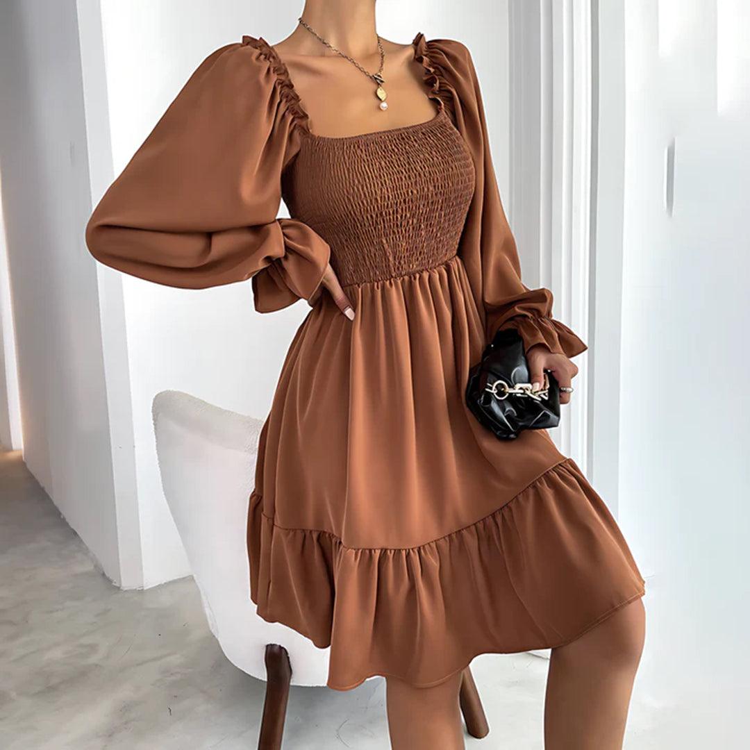 Mini-jurk met Ruches en Lange Mouwen - Women Summer Dress - Jurkjes.co