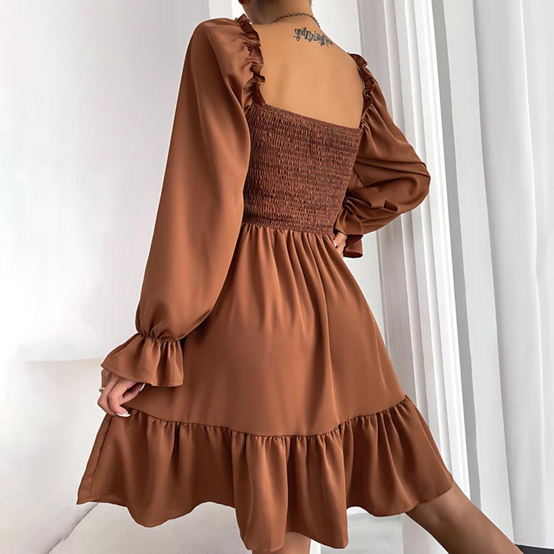 Mini-jurk met Ruches en Lange Mouwen - Women Summer Dress - Jurkjes.co