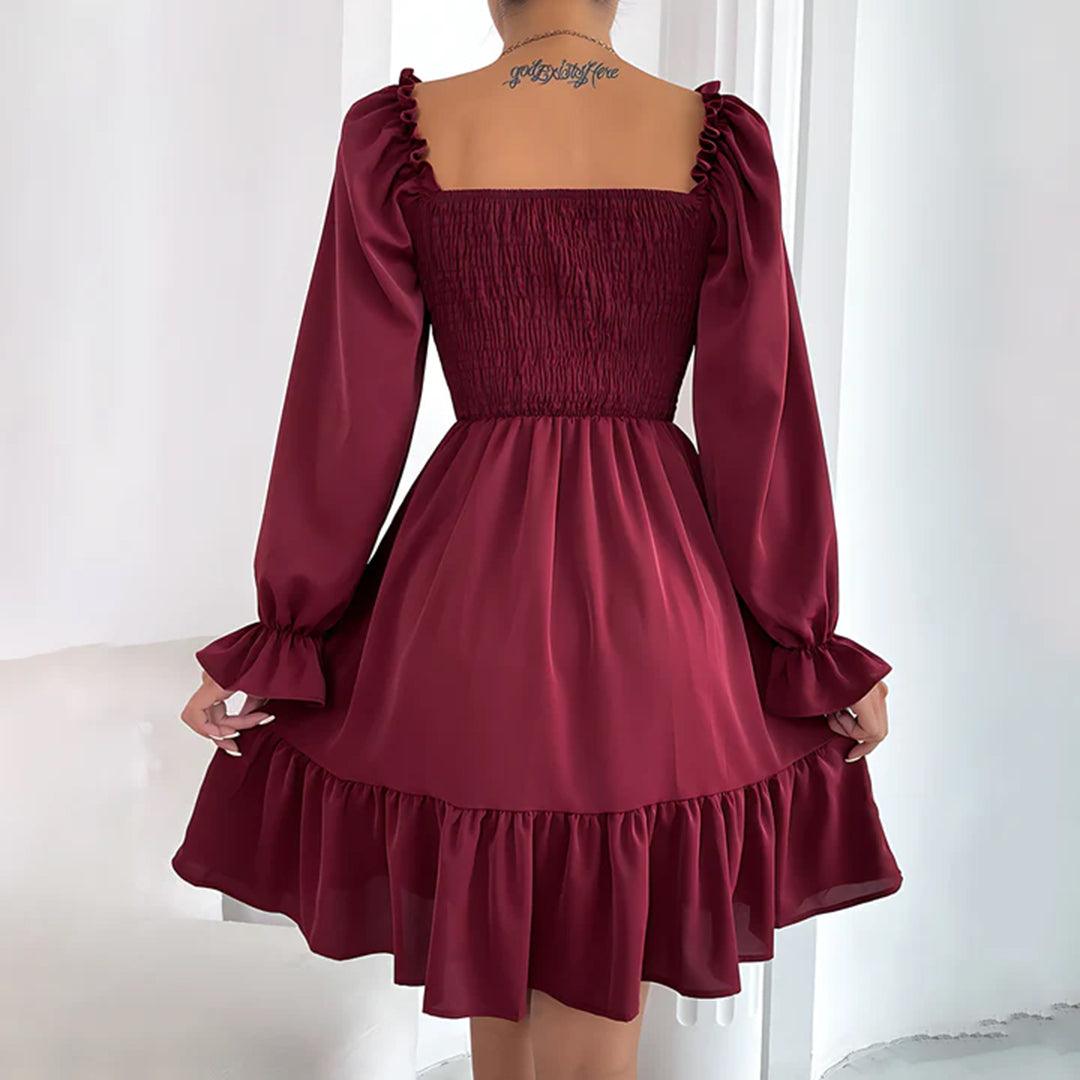 Mini-jurk met Ruches en Lange Mouwen - Women Summer Dress - Jurkjes.co