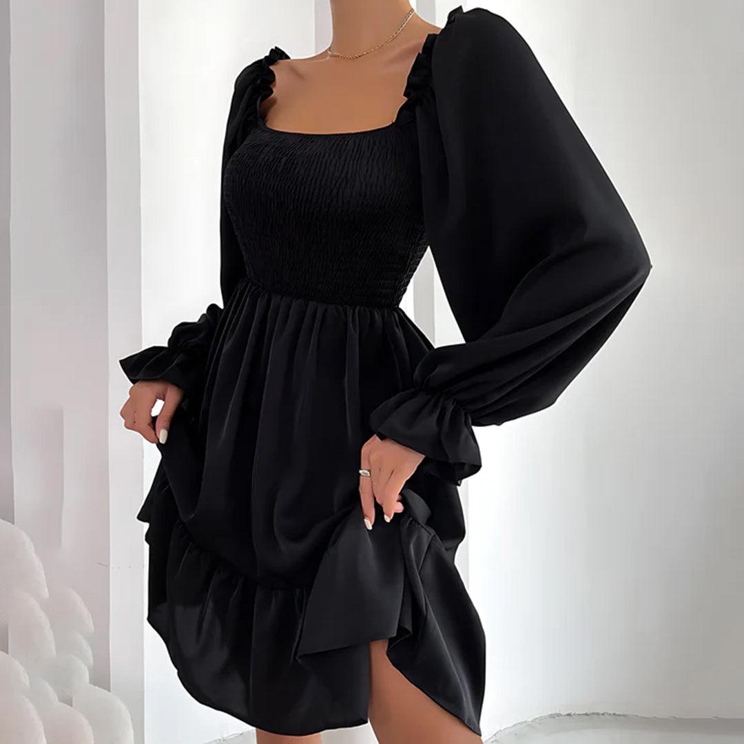 Mini-jurk met Ruches en Lange Mouwen - Women Summer Dress - Jurkjes.co