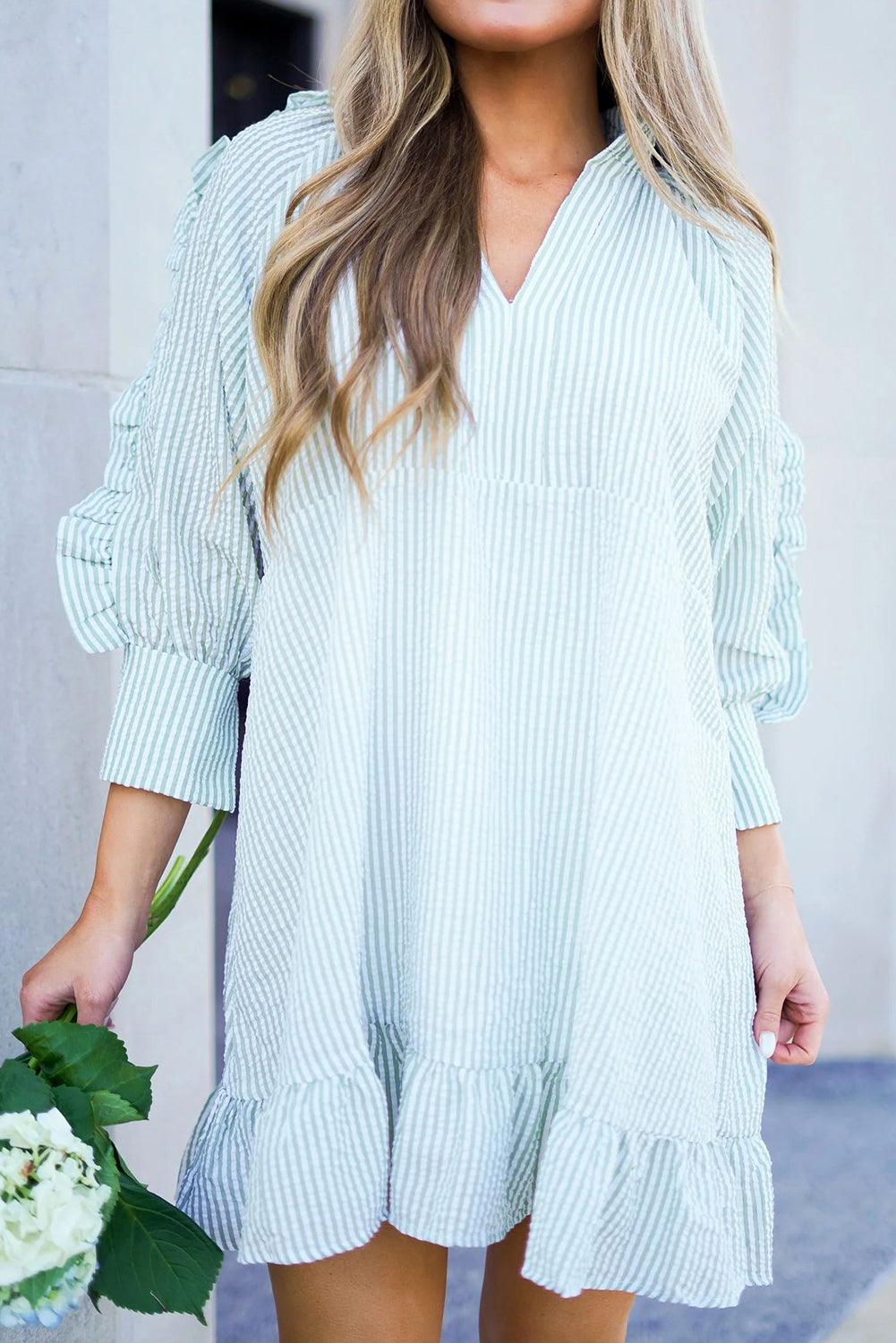 Mini Jurk met Ruches en Pofmouwen - Mini Dresses - Jurkjes.co