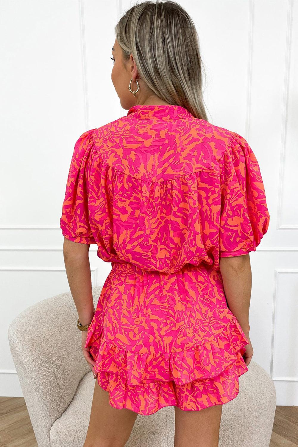 Mini Jurk met Ruches en Pofmouwen - Mini Dresses - Jurkjes.co