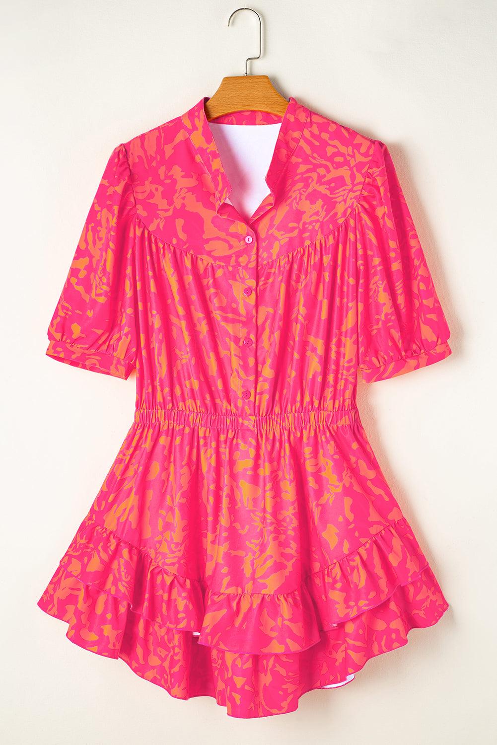 Mini Jurk met Ruches en Pofmouwen - Mini Dresses - Jurkjes.co
