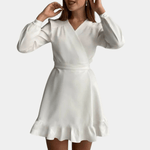 Mini Jurk met Ruches en V-hals - CB - Dresses - Jurkjes.co