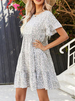 Mini Jurk met Ruffle Mouwen en Bloemenprint - Mini Dresses - Jurkjes.co